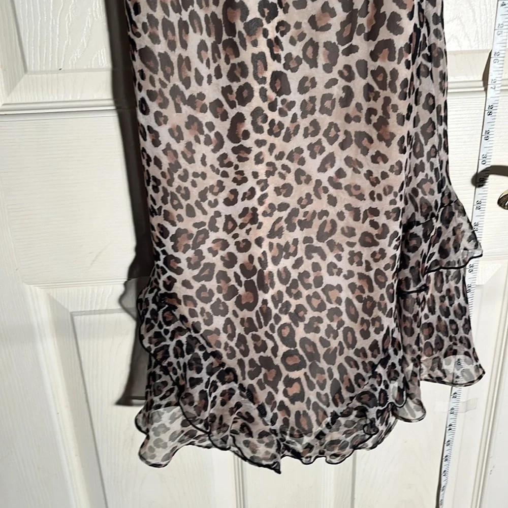 RARE! Y2K-Victoria’s Secret-M-leopard print, chiffon, stud, satin, slip, dress.